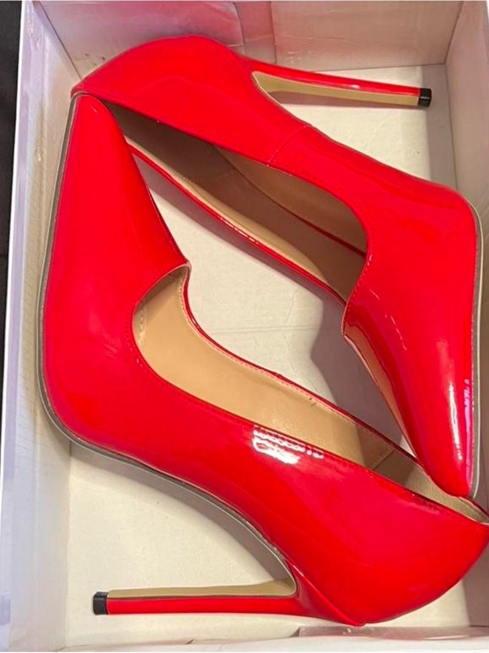 SHEIN Red Patent Pointed Stiletto Heels